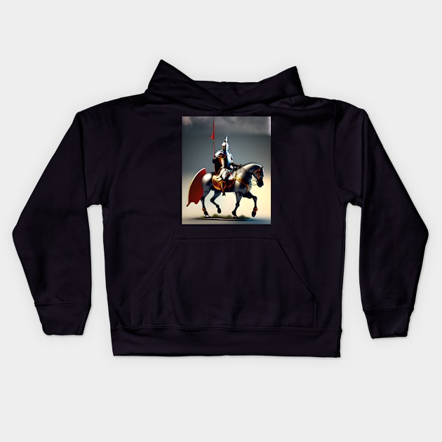 Medieval Knight Kids Hoodie by AI Created Artwork